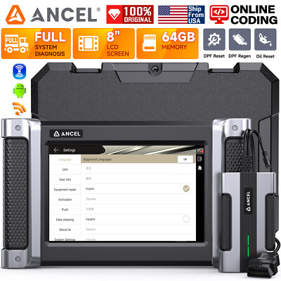 ANCEL HD8000 Diesel Heavy Duty Truck OBD Diagnostic Oil Reset DPF Regen Scanner