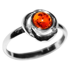 1.9g Authentic Baltic Amber 925 Sterling Silver Ring Jewelry N-A7511 s.6