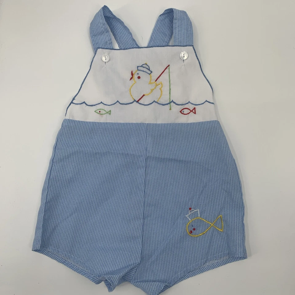 Pantalones Cortos De Colección Mayfair Pato Pez Infantil Niños Una Pieza Azul Talla 12m Foto 2 de 4