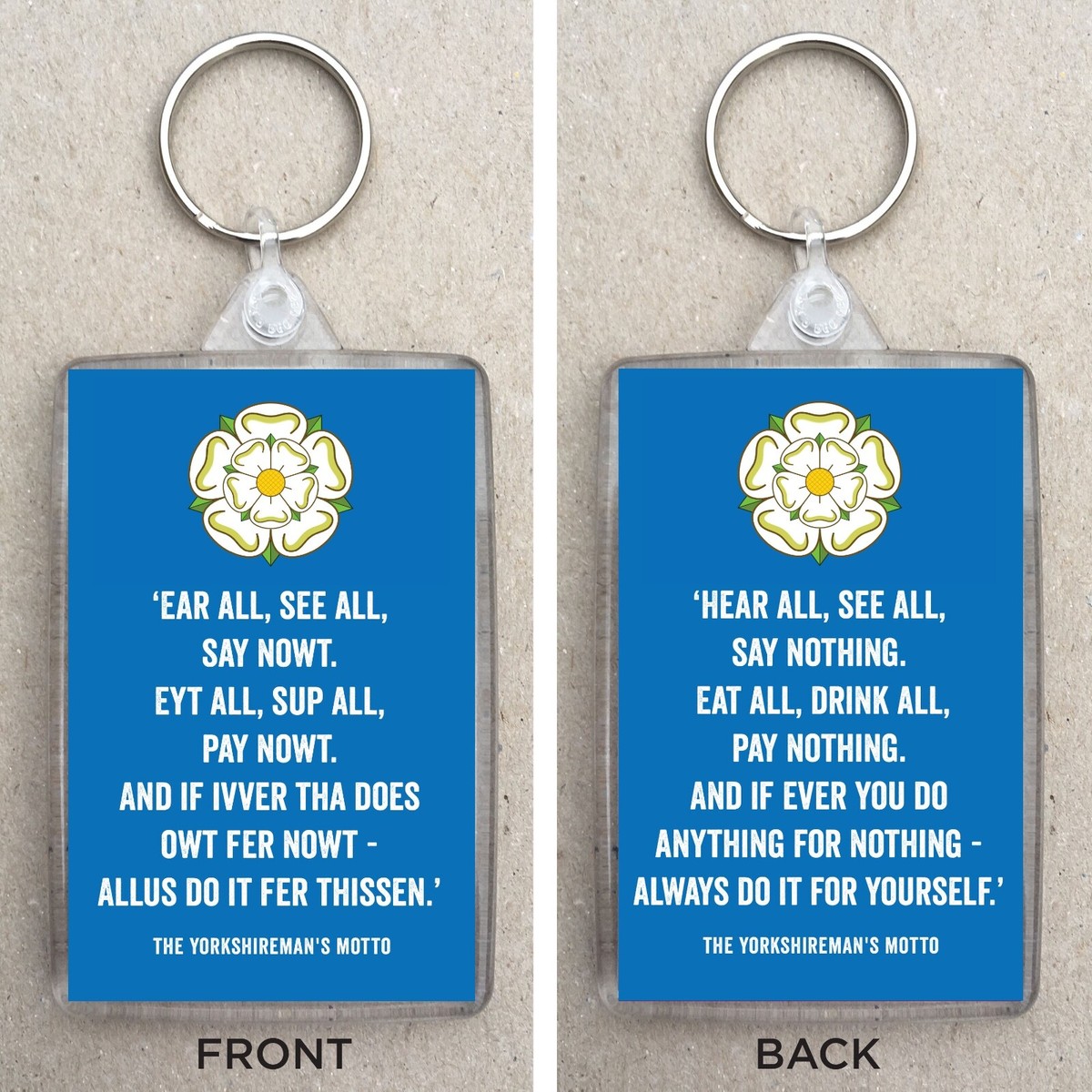 Yorkshire 'The Yorkshireman's Motto' Large Keyring BagTag