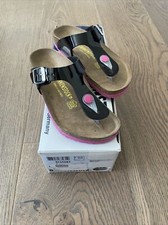 NIB Birkenstock Girl Kids Gizeh Black Patent Pink Size 30UK/12US