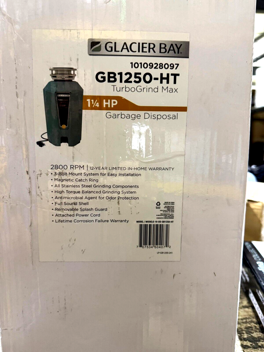 Glacier Bay Garbage Disposal Turbo Grind Max 1-1/4 hp Continuous Glacier Bay Garbage Disposal Turbo Grind Max 1-1/4 hp Continuous