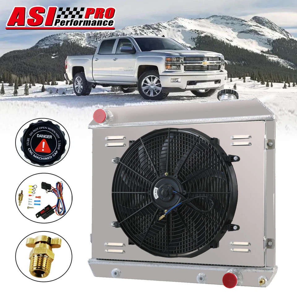 Fit 1963-1966 1965 Chevy C/K Pickup Truck C10 C20 ,C30 4 Row Radiator Shroud Fan Foto 2 de 4