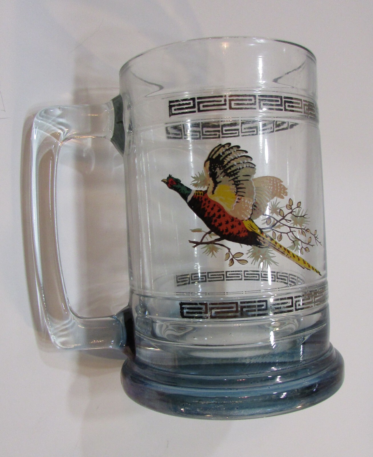 Vintage 1980’s Princess House Colonial Game Bird Pheasant Heavy Glass Mug Stein
