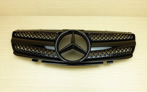 SL Type Front Grille For Mercedes-BENZ R230 W230 Convertible Gloss Black 03-06 - Picture 2 of 6