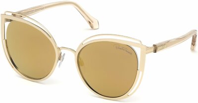 Roberto Cavalli Monteverdi RC1095 32G Gold Mirrored Sunglasses 56-20-140 Cat Eye