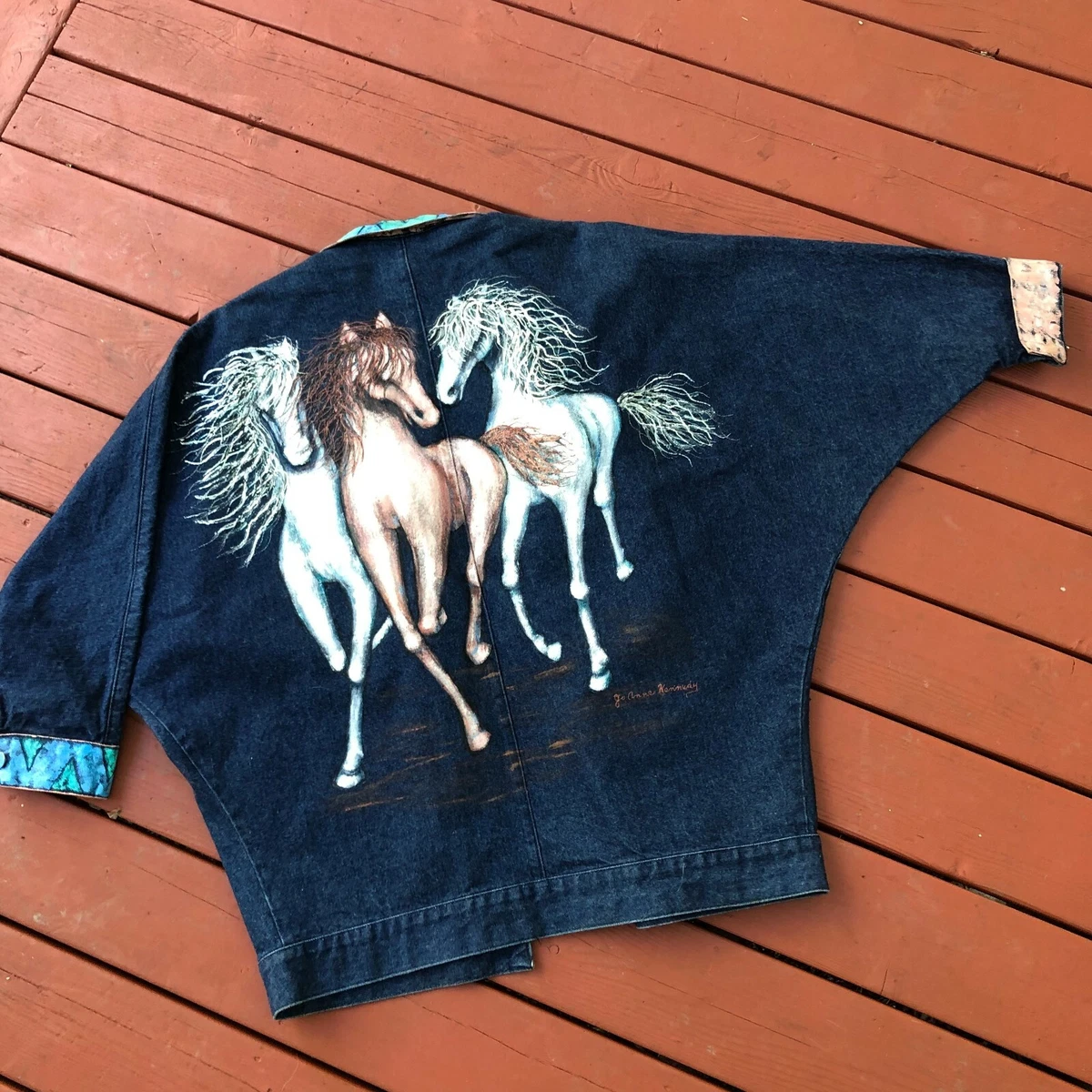 Vintage Joanne Kennedy Hand Painted Denim Jacket, Medium