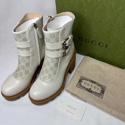 NEW Gucci White Combat boots Kensington Napa leather Size 39.5 | eBay