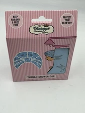 The Vintage Cosmetic Company - Turban Shower Cap - Print Paper Birds Blue Sky