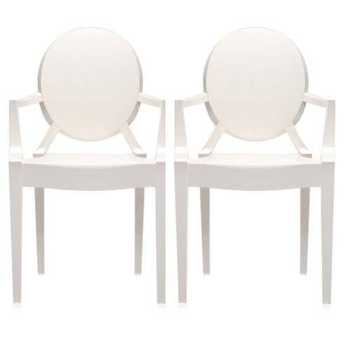 Set Of 2 Mid Century Modern Dining Accent Plastic Chair Stackable With Arms - Picture 28 of 35