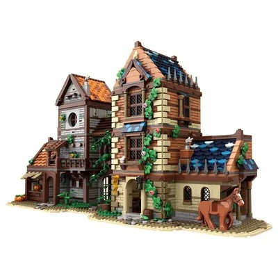 New MOC Medieval Street House Modular Building Castle Bricks 