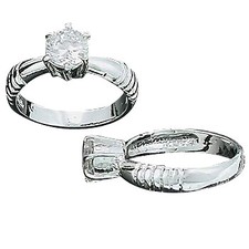 Sterling Silver CZ Cubic Zirconia Solitaire Ring With Side Cuts