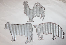 ROOSTER COW PIG METAL SCULPTURE SIGN Rustic Country Primitive Kitchen Home Decor