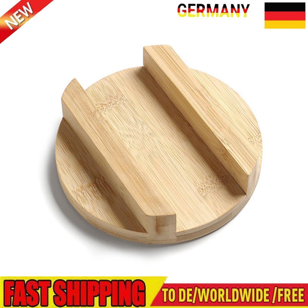 Image of Camping Sierra Cup Bowl Cover Bamboo Wood Lid with Handle for Outdoor BBQ Picnic