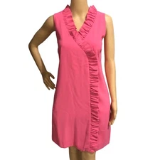 NEW Trina Turk Atlantis Pink Ruffle Trim Sleeveless Dress Sz 10 Reg. $298