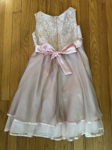 RARE EDITIONS GIRLS Fancy Occasion DRESS Size 8 Peach Blush Sparkle - Picture 4 of 5