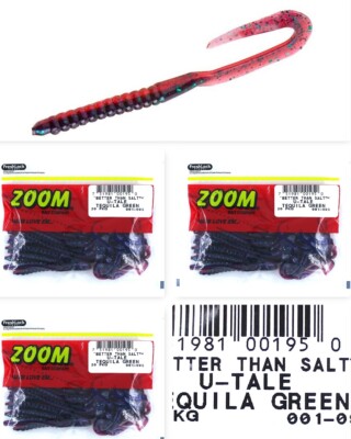 (3) Unopened Packs Zoom U-Tale Worms Beter Than Salt Tequilla Green 001-095 New