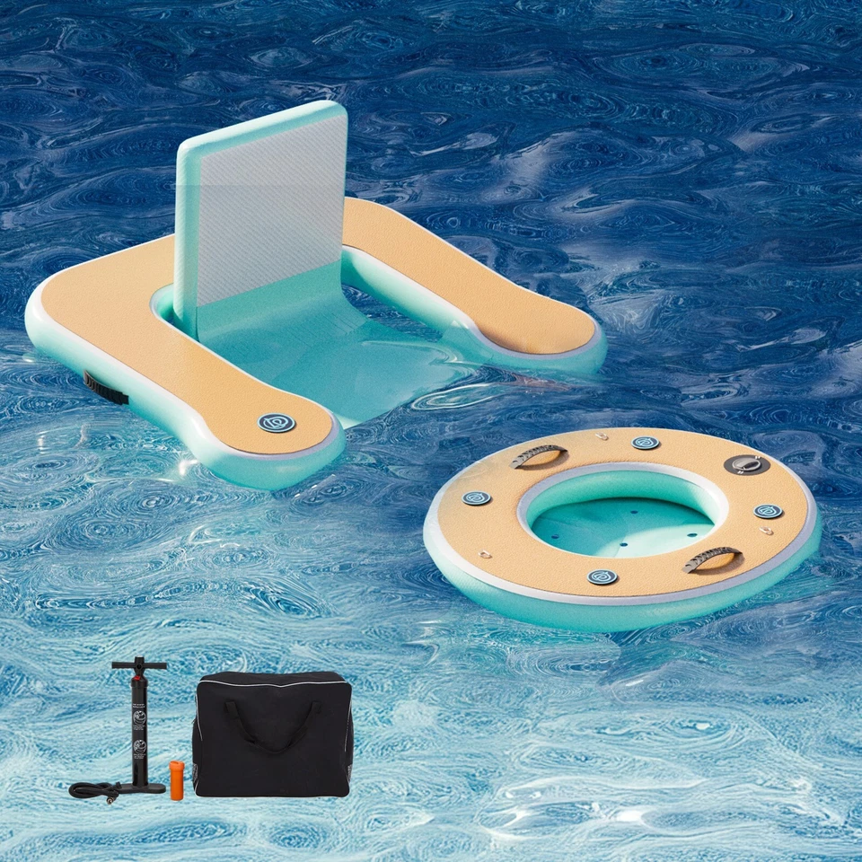 Silla Flotante Inflable 3.6' con Bar, PVC Resistente con Bomba Foto 2 de 4