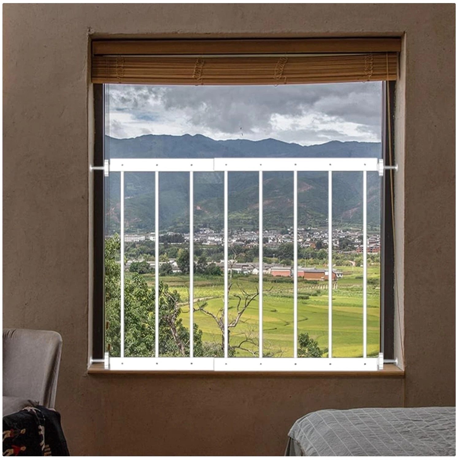Extra Wide White Window Security Gate