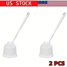 2pcs Set White Toilet Brush And Holder Set Toilet Bowl Brush USA Free Shipping