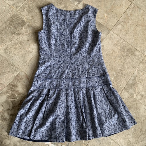 J. Crew Black Dress Size 10 Navy Blue Floral Leaf Tropical Pattern - Picture 8 of 8