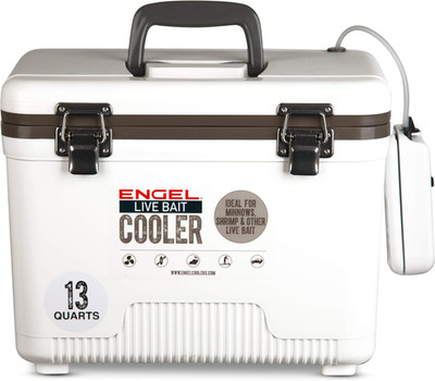 Live Bait Cooler Box with 2Nd Gen 2-Speed Aerator Pump - Portable Fishing Statio