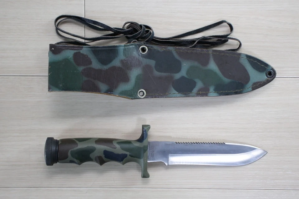 Cuchillo de supervivencia Parker Brothers camuflaje hoja 6,5" mango hueco Seki Japón D90 Foto 2 de 4