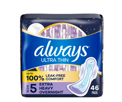 Always Ultra Thin Pads for Women   Extra Heavy Overnight Absorbency, with Wings,
