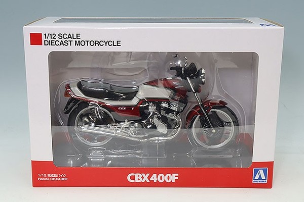 Aoshima Skynet 1/12 Diecast Motorrad Modell Honda CBX400F Rot X Weiß-image