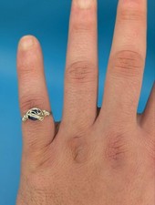 Silver Wire Wrapped Ring with Blue Stone Size 7 US