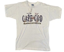 Vintage Cape Cod T-Shirt Shirt Massachusetts Fish Ocean Beach Mens Large New 90s