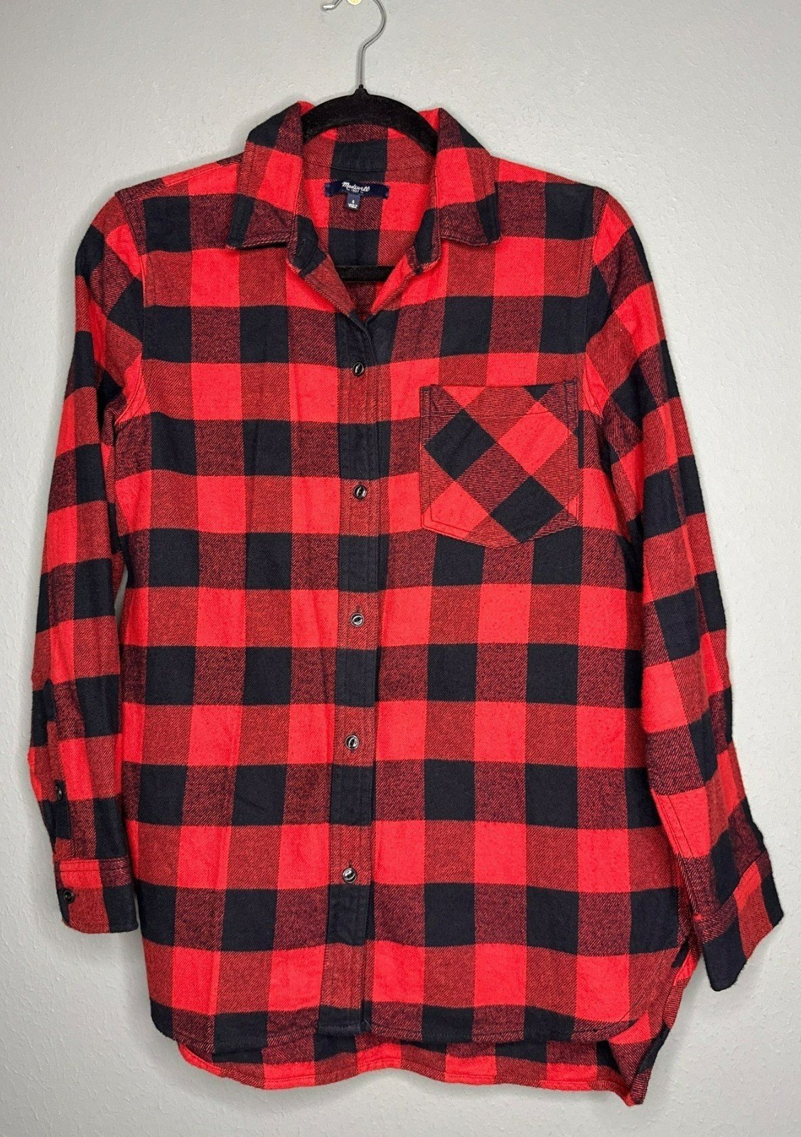 Madewell Ex-Boyfriend Button Up Shirt Red Black Buffalo Check Plaid Women's Smal