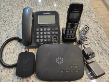 Ooma Telo Model TELO104 Home Phone Service + Ooma Linx device + Panasonic Phone