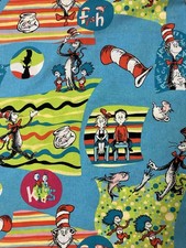 Vtg 2003 Dr Seuss Cat In The Hat Fabric 3 Yards Springs 6398 Cotton Quilting