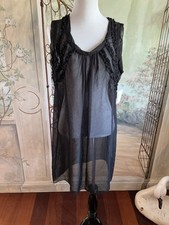 Women’s Kensie Black Sleeveless Sheer Shift Dress NWT MSRP $88 Sz Large.