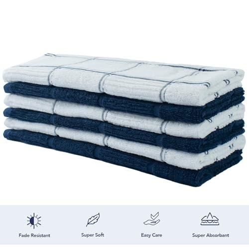 Kitchen Towels, 15 x 26 Inches, Pack of 6, 400 GSM, 100% Ring Spun Cotton, - Picture 7 of 8