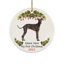 Personalized Name Italian Greyhound Circle Ornaments Gifts For Christmas Tree...