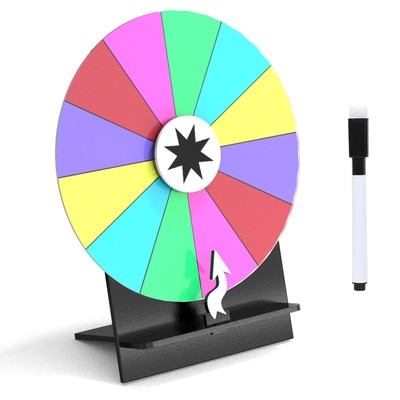 Prize Wheel - 12 Inch Tabletop Roulette Spinner of Fortune with Dry Erase Mar...