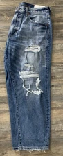 American Eagle Jeans Mens 34x30 Blue Relax Tapered Medium Destroy