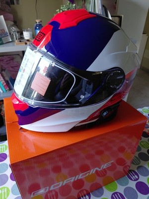 ORIGINAL DELTA MODULARER HELM MIT BLUETOOTH ROW RED WHITE BLUE MOTORRAD GR M 