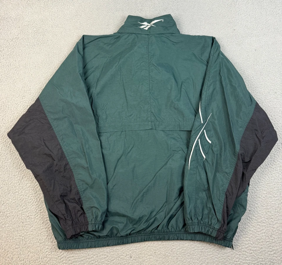 Vtg 90s Reebok 1/2 Zip Pouch Windbreaker Pullover Nylon Jacket Men's 2XL Lined - Image 2 of 4