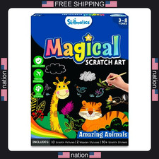 Skillmatics scratch art book for kids animals craft kit with stickers