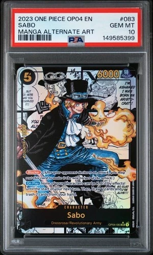 ONE PIECE SABO 2023 OP04-KINGDOMS OF INTRIGUE #083 MANGA ALTERNATE ART PSA 10