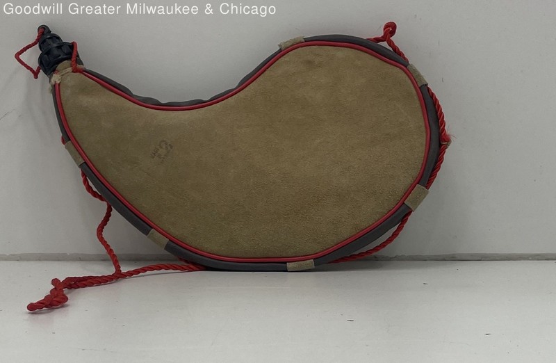 Unbranded Tan Brown Suede Leather Kidney Shape Bladder Canteen Red Rope