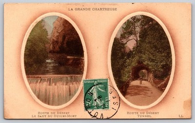 La Grande Chartreuse Route du Désert Waterfall Tunnel Postcard 1911 LL D201