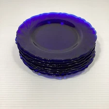 Duralex Bormioli Rocco Rivage-Cobalt Blue Swirl Setof 8 Desert Plates 7.5 Inch