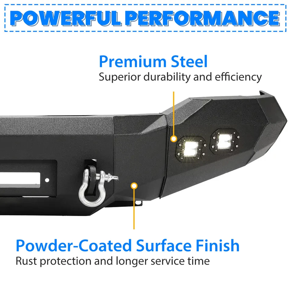 For Toyota Tundra 2007-2013 Front Bumper Steel Winch Ready Black Powder Foto 4 de 4