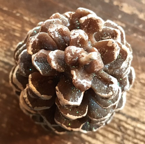 Vintage Snow Tipped Pine Cone Candle Glitter 4 1/2” - Picture 7 of 9