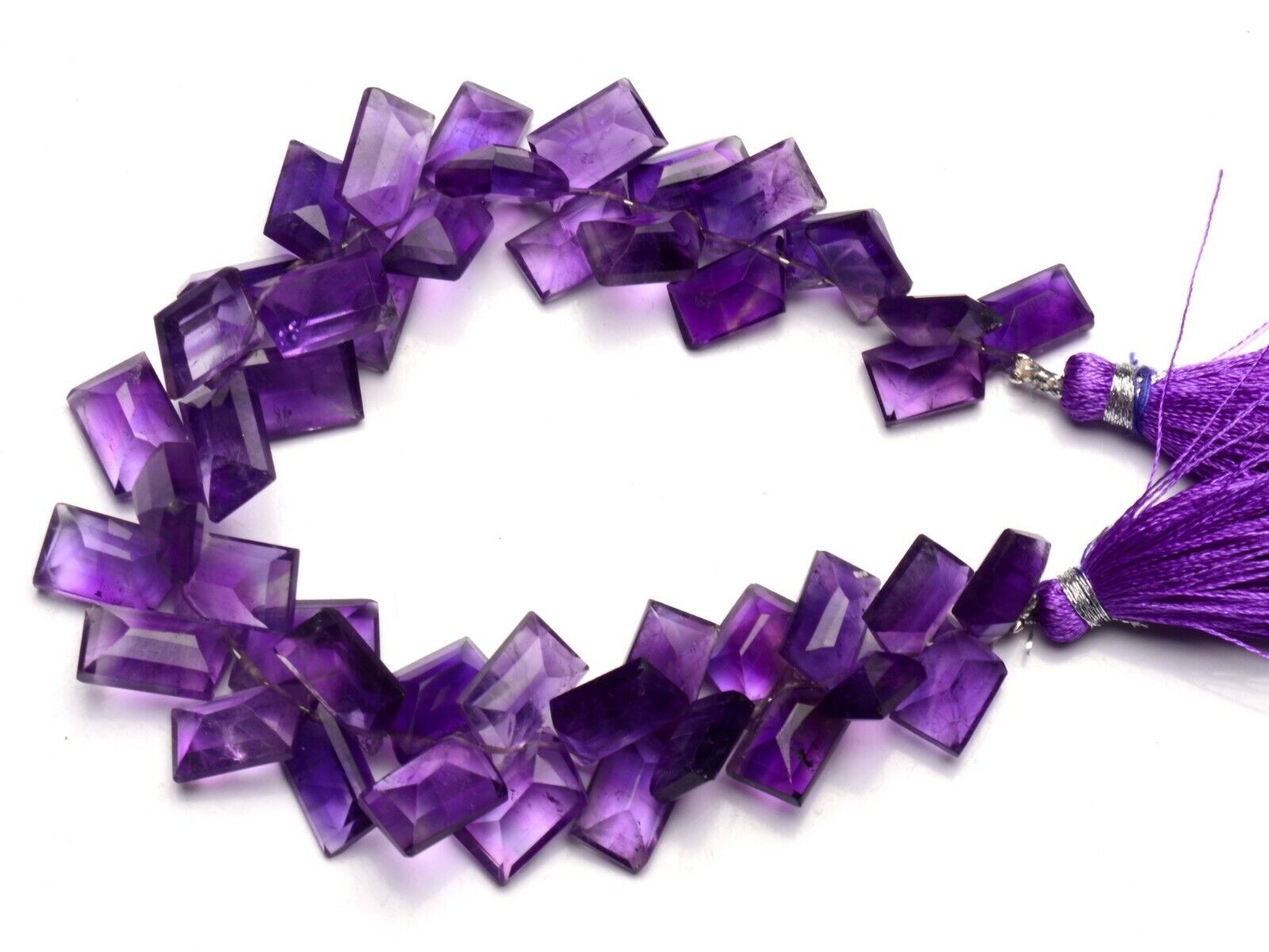 Perles En Améthyste Violette Naturelle En Forme D'oignon à Facettes - 127 Carats - 22cm - Brésil/Inde