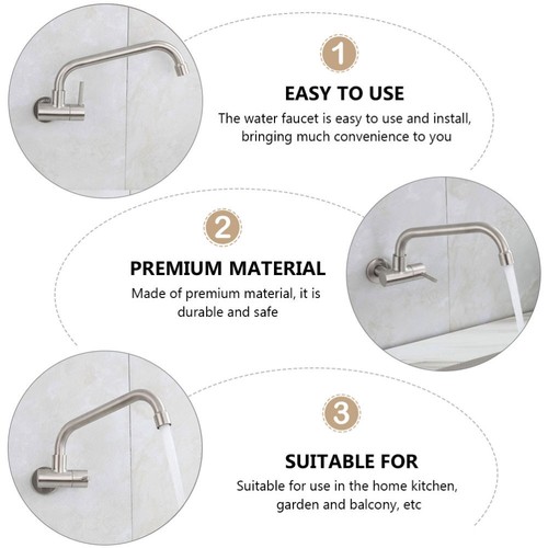 Single Cold Faucet Lengthened Stainless Steel Rotating Water Tap - Picture 10 of 12
